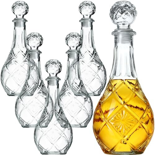 KADAX Dekanter für Getränke, Stilvolle Whiskykaraffe für Männer, Klassische Weinkaraffe mit einzigartiger Design, Whiskyflasche als Geschenk (0,8L - 6 Stück)