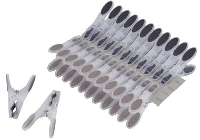Homéa, Set de 24 Pinces à Linge BiMatière Plastique 8 cm Bicolore Anthracite/Taupe