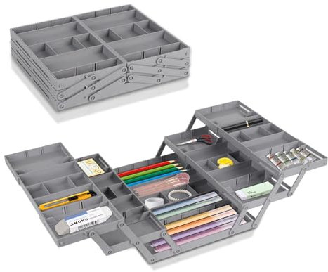 Schubladen Organizer, 3 Tier Ausziehbare Schublade Organizer Faltbar Schubladenorganisator für Schreibtisch Schminktisch Büro Küche, Kosmetik Schmuck Büro Zubehör Werkzeug Aufbewahrung (Zweireihig)