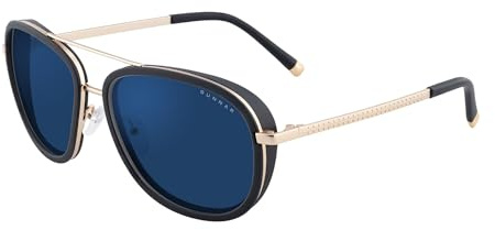 Gunnar Gaming- und Computerbrillen - DUME - Rahmenfarbe: Gold, Linsentönung: Sun (Blockiert 90% des blauen Lichts & 100% UV-Licht) - Blaulichtblockierende Brillen
