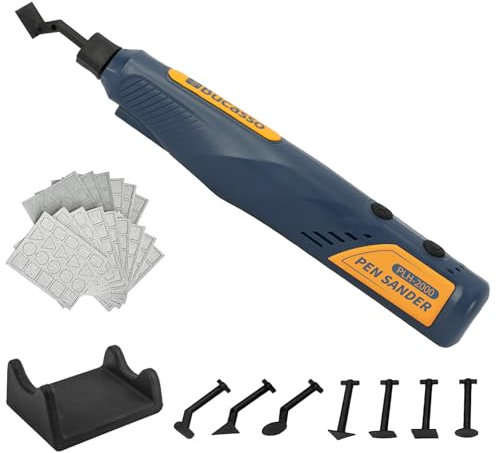 Bucasso Lijadora bolígrafo inalámbrica, 5 velocidades y carga USB con luz LED, herramienta eléctrica multiusos, mini lijadora eléctrica para lijado, pulido, acabado, manualidades de bricolaje