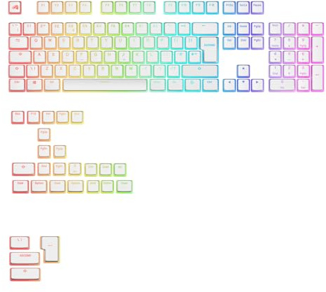 GLORIOUS Gaming - GPBT Aura RGB : Pudding Style, Double Shot PBT, Translucent Design, Fits 100%, 75% 65% 60% Mechanical Keyboards, Fits ANSI, ISO, White English QWERTY Layout