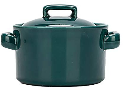 Olla esmaltada, Sopa de cebolla de cebolla francesa Pequeña Sopa de sopa de cebolla segura Tazón de sopa de vapor de vapor Cocina en el hogar Pot de cocina con tapa for sopa, estofado, chile 300ml(Gre