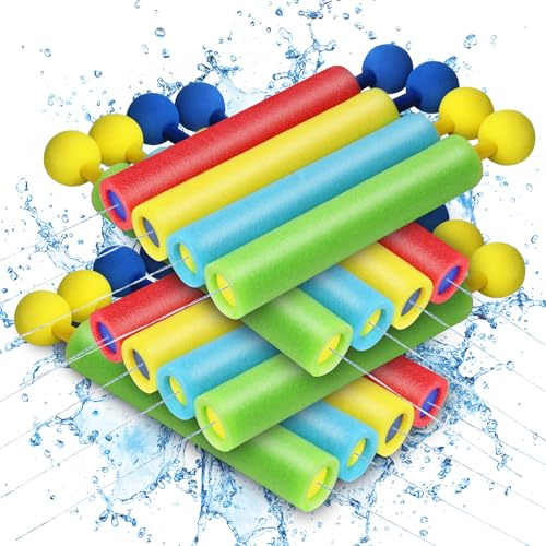 Lehoo Castle Pistola de Agua, 16PCS Pistola de Agua de Espuma EVA, Juegos de Agua 9.1m de Alcance, Piscina Juguetes para Batalla, Playa, Juego al Aire Libre