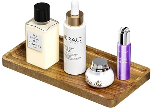 WEENSON Acacia Wood Bathroom Vanity Tray for Soap Dispenser, Toiletries, Makeup, Perfume, Decor, Kitchen Tray for Counter Salt Spice, Toilet Tank Tray for Candle, Nightstand 11.8x6.1