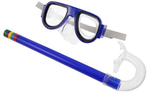Lunettes de Natation Couvre-nez Anti-buée pour Garçon et Filles, 1 Set | Monture Large, Bleu, Ensemble de Plongée avec Tuba pour Garçon et Filles, Usage Plages et Parcs Aquatiques