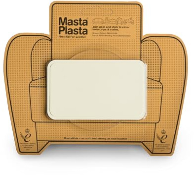 Leather Repair Patch Self Adhesive for Sofa, Car Seat – Ivory 10×6cm | The original all‑in‑one leather repair kit by MastaPlasta – upholstery‑quality, made in the UK; no tools needed