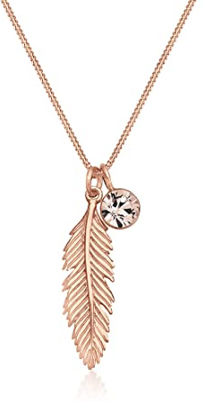 Elli Womens Crystal Necklace, Rose Gold, 45
