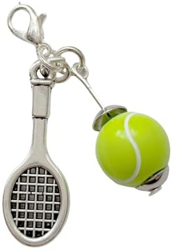 Miniblings tennisracket och tennisboll charm tennis emaljerad 2-pack – handgjorda modesmycken I silverpläterad silverpläterad – berlockarmband – hänge för armband, 24mm, Bomull, Ingen ädelsten