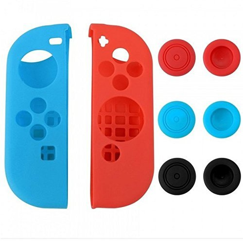 Funda protectora de silicona suave 8 en 1 con palancas para pulgares, tapas para controlador de interruptor
