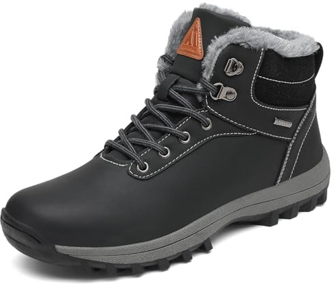 Mishansha Botas Hombre Invierno Botines Mujer Invierno Botas Nieve Cálido Antideslizante Botas Trekking Impermeables Zapatos Nieve Zapatillas Barefoot Senderismo Negro,Gr.45