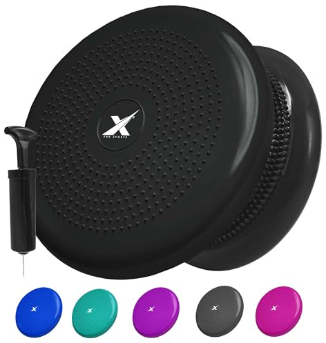 XN8 Sports Wobble Cushion Non-Slip Inflatable Board - Balance Cushion with Pump for Core Training-Fitness- Exercise-Posture-Agility-Gym-Workouts-Yoga - Sensory Cushion for Chair