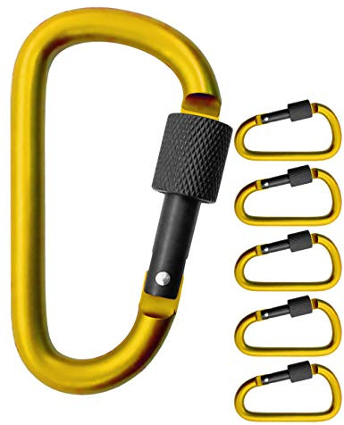 OUTDOOR SAXX 5 moschettoni a vite grandi, 8 cm, alluminio, giallo/nero