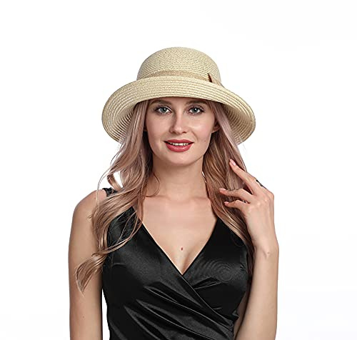 Ysoazgle Ladies Womens Adjustable Summer Sun Hat Fashion Foldable Roll Brim (Beige)