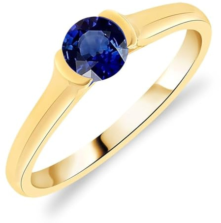 Bague Solitaire pour Femme en Or Jaune 375/1000 sertie Saphir naturel