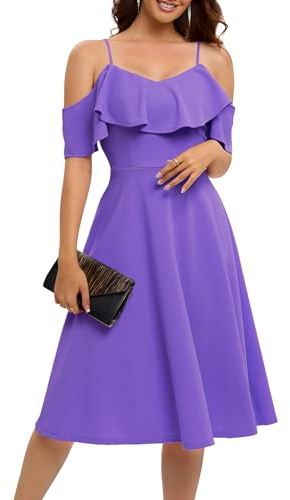 Bbonlinedress Dam Off The Shoulder cocktailklänning, formell bröllop gäst bal fest hemkomst examen A-linje midiklänning, lavendel, XL