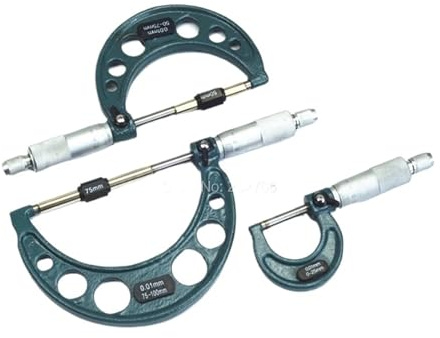 micromètre extérieur Ensemble de micromètres extérieurs 0-150 mm 0-25 25-50 50-75 75-100 100-125 125-150 Kit de micromètres Pied à Coulisse Outil de Mesure 6 pièces/4 pièces/3 pièces(0-150mm Set)