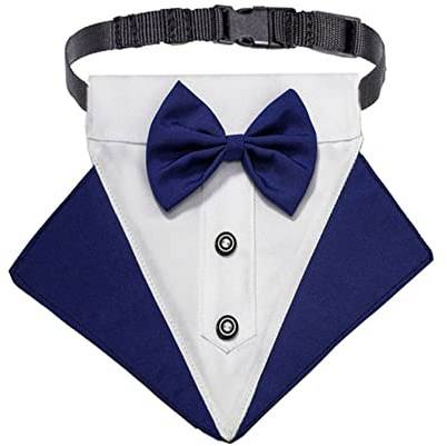 Husdjurs Slips Hund formell bandana tuxedo halsduk med slips bröllopsfest outfit klä upp tillbehör hundkläder kostym gentleman neckerchief Husdjurs Slips Set(Blue,M)