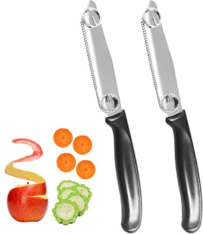 OHREN Quick Slicing Knife, 3-in-1 Multifunctional Vegetable Fruit Knife, Coltello Per Affettare Rapidamente con Molla Regolabile, Pelapatate in Acciaio Inossidabile