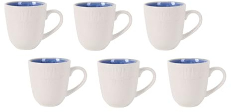 Set di 6 tazze da caffè espresso | Tazze in ceramica con Enamel opaco color crema | Set Espresso, Tagliato, Cappuccino, Cafe Latte, Mokka - Casa o osteleria (Capuccino Blu - 220 ml)