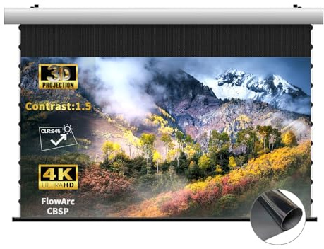 WUPRO CBSP - Pantalla desplegable motorizada Inteligente de Lujo, Carcasa de Aluminio Blanco 4K/8K, Pantalla CLR empotrable Compatible con proyectores de lúmenes de hasta 1800 ANSI UST (110)