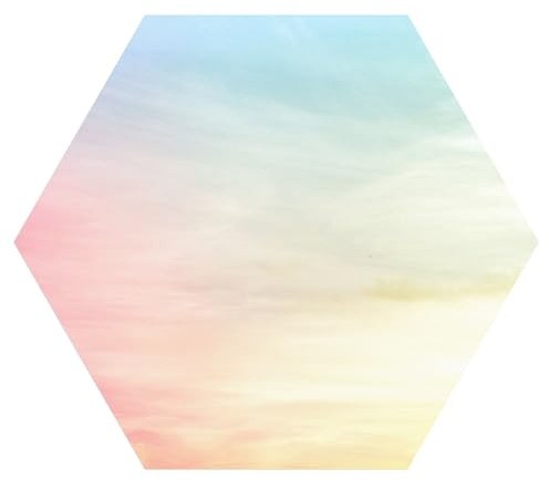 DEQORI Hexagon - Carta da parati autoadesiva da parete, 55 x 47,6 cm, motivo cielo pastello, tela tessile, rimovibile, decorativa e indeformabile, per soggiorno, ufficio, corridoio o cameretta dei