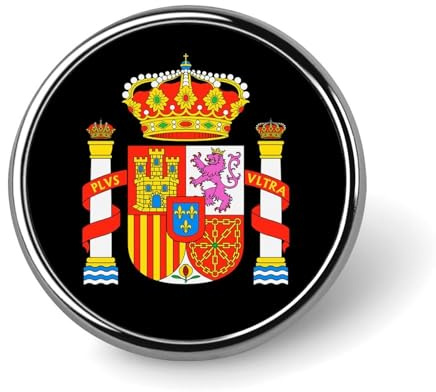 Armoiries d'Espagne - Insigne Rond Espagnol - Broche/Bouton en métal - Accessoire décoratif pour Costumes, Chemises, Vestes, Chapeaux et Autres déguisements.