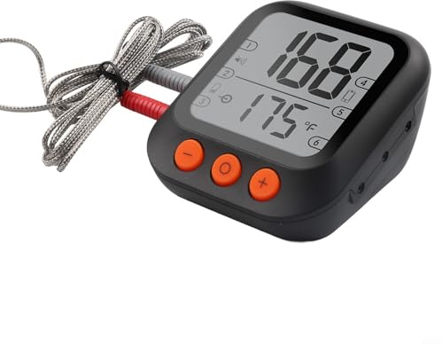 Aetluxery Termómetro inalámbrico para carne con monitoreo de temperatura de doble sonda, carga rápida y soporte multisonda para cocinar inteligente y uso en parrilla de barbacoa