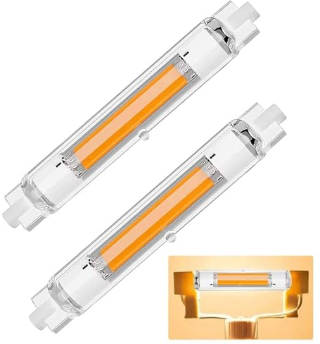 Dvnoua R7S LED 118mm Dimmerabile 30W, Lampadina LED R7S 118mm Equivalente a 300W Lampada Alogena, Bianco Caldo 3000K, 3000LM, Nessun Sfarfallio, Casa/Illuminazione Esterna, 2 Pezzi