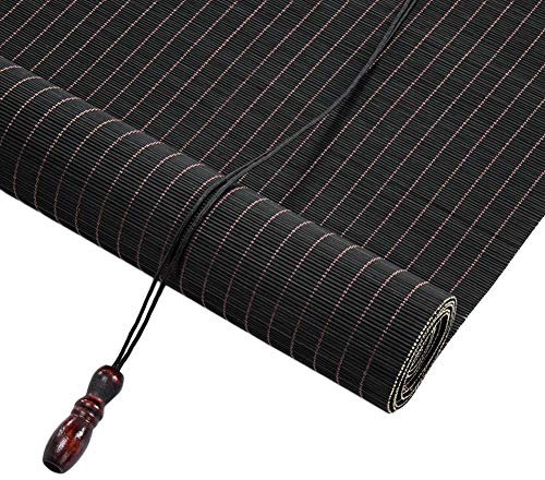 Bambusrollo Schwarze Außenrollo-Verdunkelung Mit Beschlag, Rollo Für Carport/Garten/Terrasse/Balkon, 85cm / 105cm / 125cm / 145cm Breit (Size : 105×140cm)