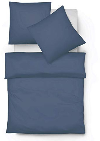fleuresse Edelflanell Bettwäsche 135x200 Fischgrätmuster blau Uni 603089-12