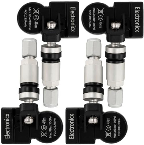 4x RDKS TPMS Reifendrucksensor Reifendruckkontrollsystem Metallventil Silber kompatibel mit Ford Galaxy Mondeo S-MAX