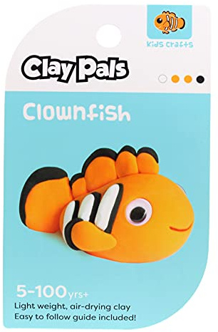 Clay Pals Clownfish - Easy Sculpt Fun Fast Air Drying Non Toxic Quick Dry Ultra Light Creative Clay Art and Craft Modelling Set for Kids Clown Fish