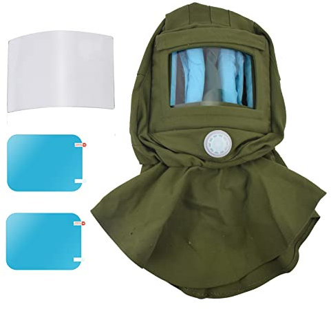 Magiin Casque de Sablage Anti Vent Sand Blaster, Masque de Sablage Protection de la Poussière Protection Visage, avec Verre Remplacement + 1 Paire Film anti-buée