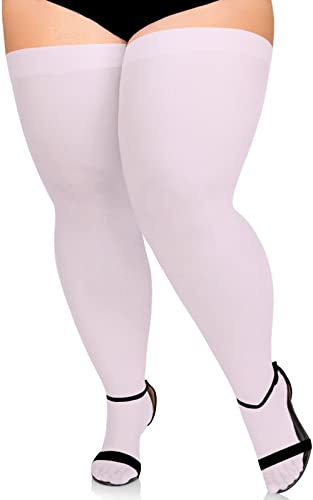Moon Wood Plus Size Thigh High Stockings for Thick Thighs- Extra Long Womens Opaque Over Knee High Stockings for Wide Thigh