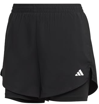 adidas Women's AEROREADY Made for Training Minimal Two-in-One Shorts, Black/White, XXS
