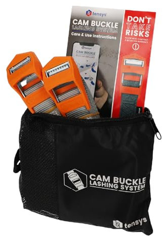 TENSYS Heavy-Duty Cam Buckle Straps for Roof Racks – 2 Pack UV Protected, Rustproof – Versatile Tie Down Straps for Kayaks, Surfboards, and Cargo – Inc Storage Bag, 25mm wide, 3.0 metre