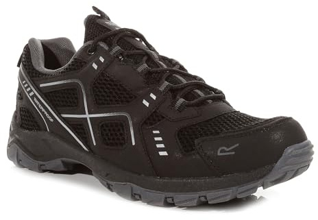 Regatta Mens Vendeavour Lace Up Waterproof Walking Shoes with Hardwearing Threads & TECFOAM Insock - Perfect for Outdoors, Hiking, Climbing & Mountaineering Black