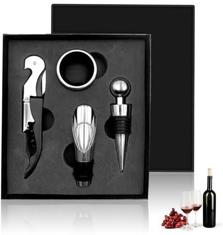 Set Apribottiglie, Apribottiglie Manuale Per Vino Rosso con Custodia Classica, Kit Cavatappi con Maniglia Per Imballaggio in Acciaio Inossidabile Per Bar Ristorante Domestico(nero)