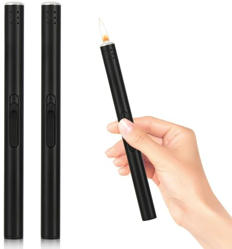 2 x Accendino a candela lungo, accendino a getto a fiamma antivento, ricaricabile a gas per campeggio all'aperto e cucina