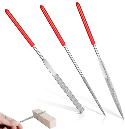 3 Pcs Diamond Needle File, Miniature and Model Files, Small Metal File Set of Round File, Mini Needle Jewelry File Set for Jewelers Glass Wood Carving Craft