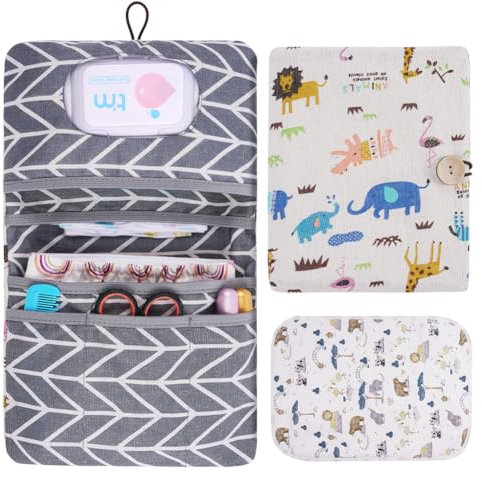 Aolso Baby Windeltasche mit Wickelunterlage, Tragbare Wickelunterlage Wasserdichte, Windeltasche Organizer, für unterwegs mit viel Platz, Kleine Wickeltasche, für Unterwegs Wickel Clutch