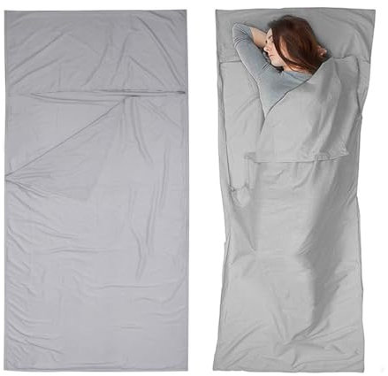 2 in1 Hüttenschlafsack,Dünner Komfort Reiseschlafsack,75×210CM Ultra-Leichter Reise-Schlafsack mit Kissen-Fach,Schlafsack Ultraleicht Kleines Packmaß,Innenschlafsack,Reisebettwäsche,Travel-Sheet