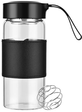 Cosmeria Protein Shaker, Bicchiere da 16 oz con setaccio Integrato e Sfera di miscelazione in Acciaio Inossidabile, Senza BPA e Shaker per proteine a Prova di perdite con Design in Silicone