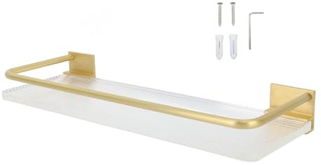 Dsacxixai Etagere Salle de Bain, 30cm Aluminium Acrylique Etagere Murale Salle de Bain pour Salle de Bains Cuisine (Golden)