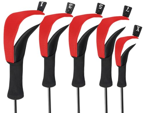 5 coperture per mazze da golf, per driver in legno, collo lungo, coperture protettive antipolvere, in legno antiscivolo, per uomini e donne, appassionati di golf, in legno da fairway