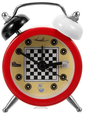 POPETPOP Reloj De Ajedrez Despertador Silencioso para Dormitorio Mini Reloj Despertador Pilas para Adultos