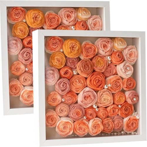 Marco de caja de sombra de 2 piezas 8x8 pulgadas, marco de fotos para flores secas, marco de fotos 3D con escaparate más profundo de 3 cm con panel acrílico transparente para fotos, bricolaje