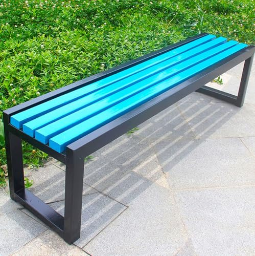 Moubhjd panchina da giardino a 2-3 posti, panca resistente alle intemperie in legno e acciaio, Panca senza schienale, 100/120/150cm classica per giardino balcone terrazza(Size:120cm)