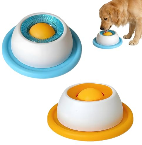 Lick Bowl para perros, juguete interactivo para perros con alfombrilla antideslizante – Pelota para comida lenta, juguete de empleo para la limpieza para perros pequeños, gatos, gelan